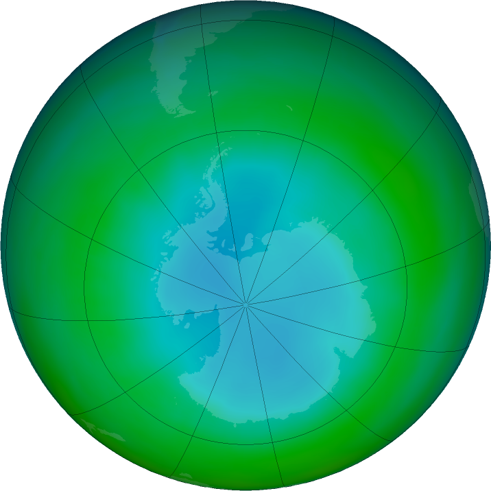Antarctic ozone map for July 2021